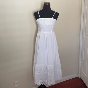 White Eyelet Midi Boho Cotton Summer Dress
